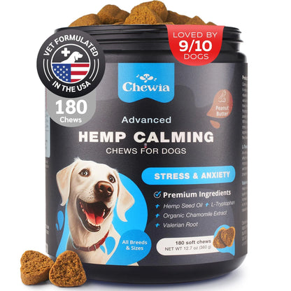 Hemp Calming Chews for Dogs Anxiety Relief L Theanine Chamomile Extract