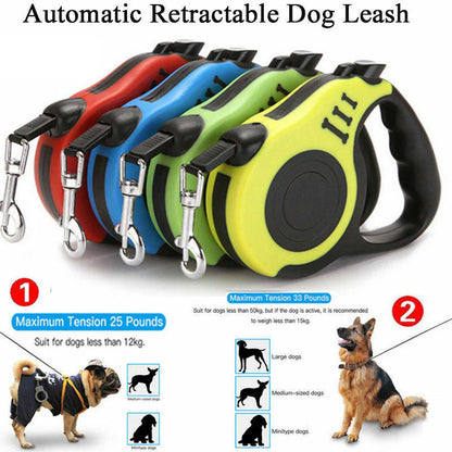 Automatic Retractable Dog Leash - Dual Size Options with Brake & Lock Safety System